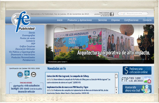 Fe Publicidad Argentina - Portada web-site