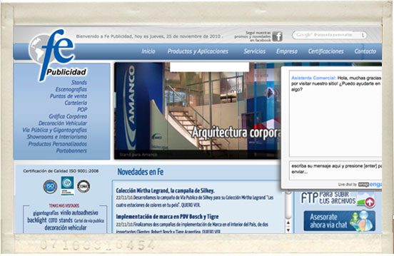 Fe Publicidad Argentina - Asistencia comercial via chat