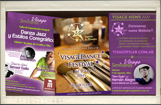 Visage Dance & Fitness - Piezas informativas y de promoción. Gráficas y de pantalla.